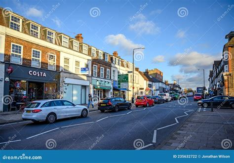 West Wickham, Kent, UK: Cars on West Wickham High Street Queuing Towards the Swan Junction ...