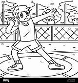 Track And Field Athlete In Shot Put Coloring Page Stock Vector Image  sketch template