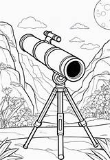 “Telescope Coloring Fun” – Color My Pages sketch template