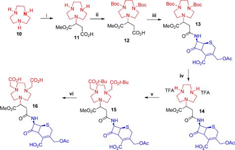 Scheme 2 Synthesis of NODASA-7-ACA. i = mono-methyl fumarate, DIEA ...