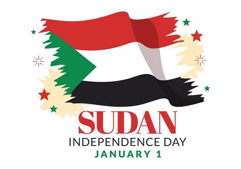 Sudan Independence Day on on January 1st with Flags and Sudanese National Holiday in Flat ...