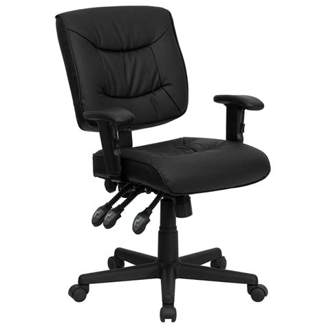 Mid-Back Black Leather Multi-Functional Office Chair / Task Chair with ...