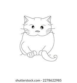 One Cute Cat Vector Line Art Stock Vector (Royalty Free) 2278622985 ...