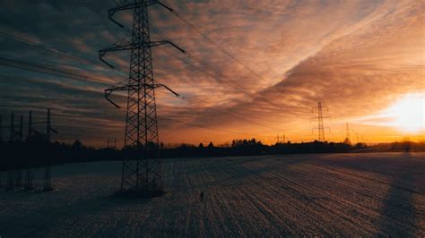 Premium Photo | Powerlines at sunset