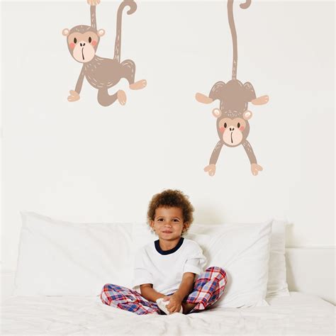 Monkey Wall Sticker Pack Jungle Wall Sticker Monkey Wall - Etsy