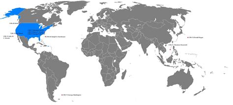 The current locations of the ten aircraft carriers of the United States Navy | Map, Internet map ...