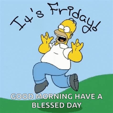 Good Friday Morning Blessed Day Homer Simpson Skipping GIF | GIFDB.com