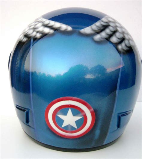 Angeluz Creations: Custom Motorcycle Helmet "Captain America"