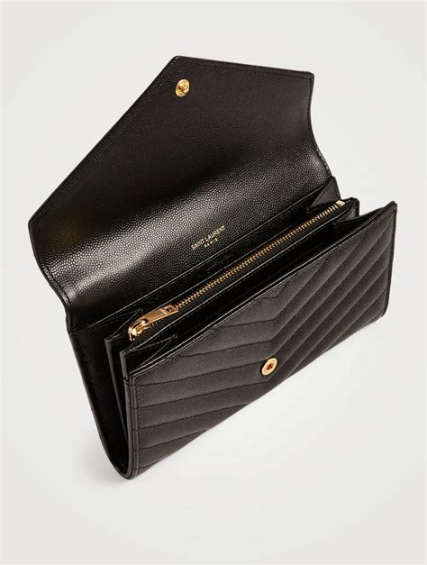 SAINT LAURENT Large YSL Monogram Leather Envelope Flap Wallet | Holt ...