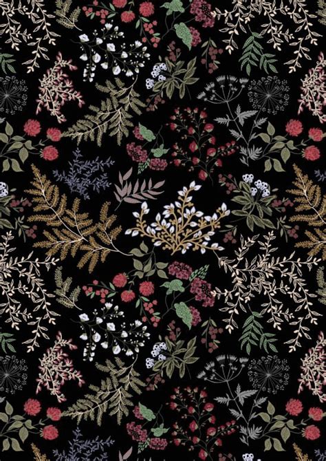 Mountain meadow removable wallpaper - black in 2020 | Pattern wallpaper, Floral wallpaper ...