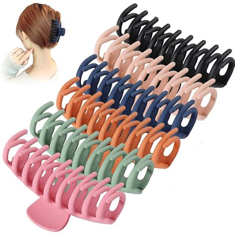 6 Pack Big Claw Clips 4.3 Inch Giant Matte Hair Claw Clips For Women and Girls 6 Color Large Jaw ...