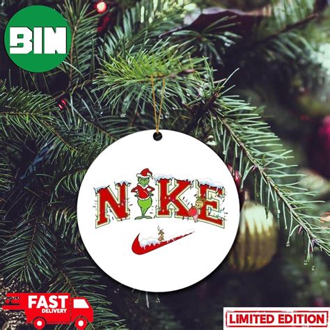 Grinch Christmas Nike Logo Gift For Sneaker Fans Holiday Gift 2023 Ornament - Binteez