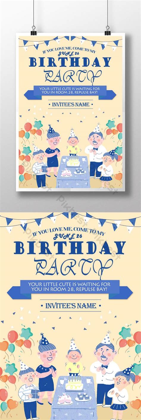 Cartoon Birthday Party Invitation | PSD Free Download - Pikbest