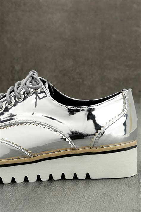 Chic Silver Oxfords - Platform Oxfords - Platform Sneakers - Metallic ...