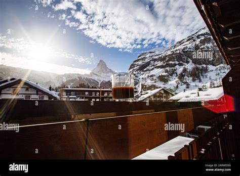 view of Matterhorn through hotel window in Zermatt Stock Photo - Alamy