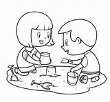Kids In A Sandbox Drawing sketch template