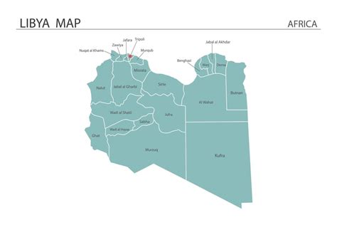 Libya map vector illustration on white background. Map have all ...