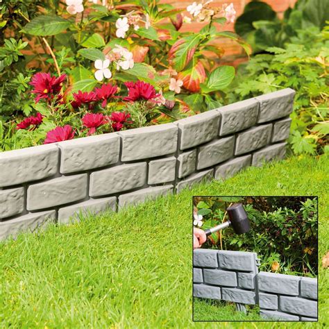 4 - 32 Pack Brick Effect Plastic Garden Border Lawn Path Edging ...