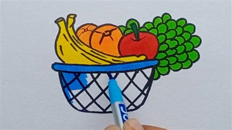 How to draw a fruit basket / How to draw fruits / drawings tutorial - YouTube