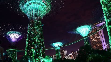 Singapore - Gardens by the Bay - Light Show - YouTube