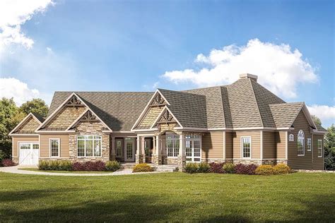 Plan 360008DK: Craftsman Ranch Home Plan with 3-Car Garage | Craftsman style house plans, Ranch ...