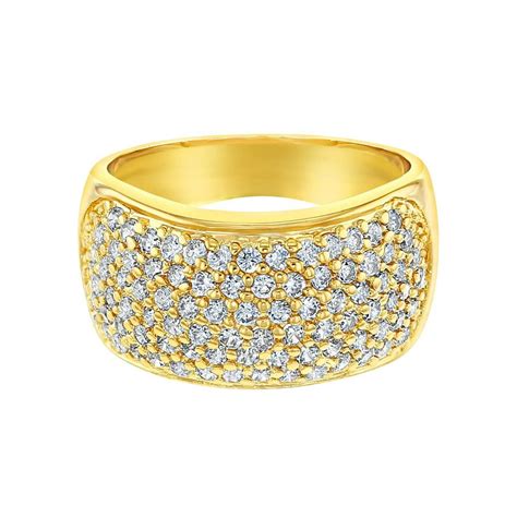 In Season Jewelry - 18k Gold Plated Wide Band Micro Pave Clear Crystal ...