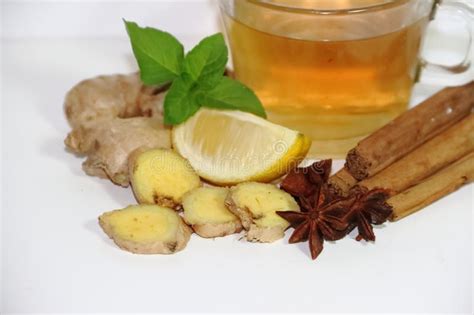 Healthy Ginger Tea with Mint Cinnamon, Lemon and Honey Stock Photo - Image of mint, honey: 105138398