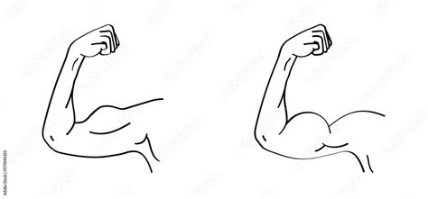 Biceps. Cartoon human elbow symbol. Vector outline drawing. Editable ...