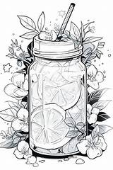 Summer 🟢FREE PDF🟢Coloring Pages  Mojito Mocktail drink sketch template