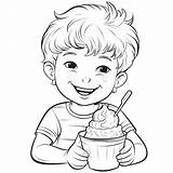 Premium AI Image  Kid eats Icecream coloring Page For Kids sketch template