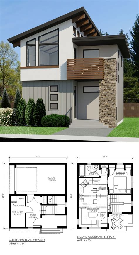 Contemporary Ashley-754 - Robinson Plans | Sims house plans, Modern house plans, Small house plans