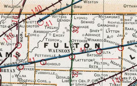 Fulton County, Ohio 1901 Map Wauseon, OH