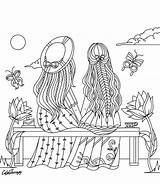 People Sitting On A Bench Coloring Pages sketch template
