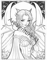 Grayscale Vampire Girls Coloring Book Set 1 30 Printable Adult  sketch template
