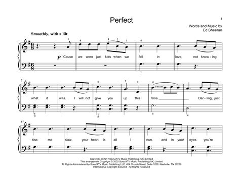 Ed Sheeran Perfect Sheet Music Notes, Chords Download Printable Easy Piano PDF Score SKU: 183658 ...