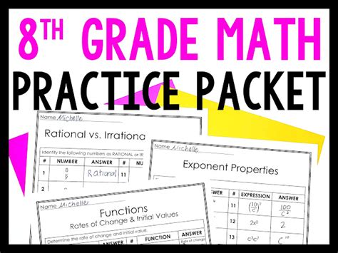 8th Grade Math Worksheets Aligned to Common Core - Make Sense of Math