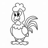 Lindo gallo Dibujos Animados para colorear Página Ilustración Vector  sketch template