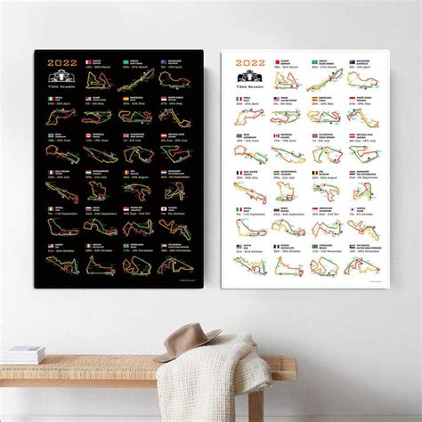 Buy 2022 Formula Grand Schedule Map Canvas Painting F1 Racing Car Prix Track Calendar Poster And ...