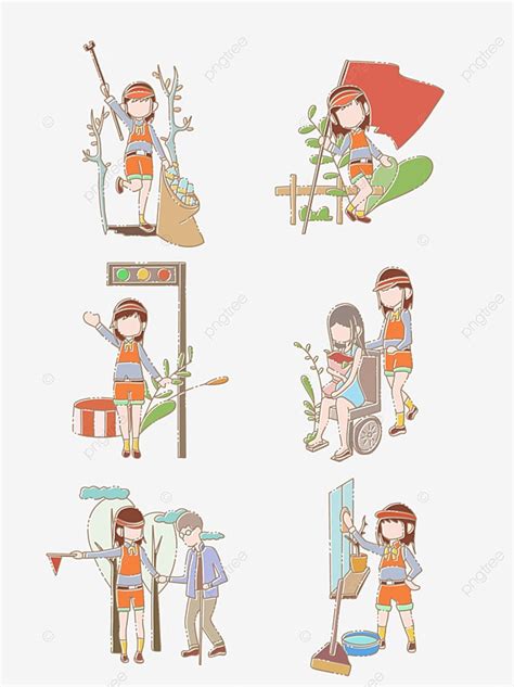 Hand Drawn Characters PNG Image, Hand Drawn Volunteer Cartoon Character ...