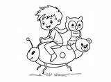 Young Boy Riding On Caterpillar Coloring Page  Free Printable sketch template