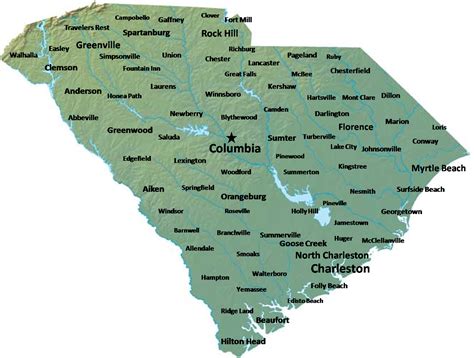 Map of South Carolina (Map Cities and Towns) : Worldofmaps.net - online Maps and Travel Information