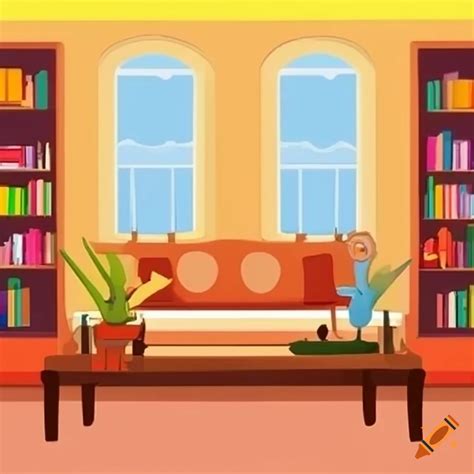 Cartoon image of a living room