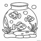 Goldfish Swimming In A Colorful Aquarium Coloring Page 7951 6702 sketch template
