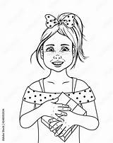 Coloring Page Outline Of Cartoon cute girl book For Kids  sketch template