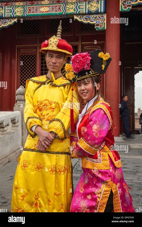 Beijing;China;People in traditional Chinese Costume or dress posing for ...