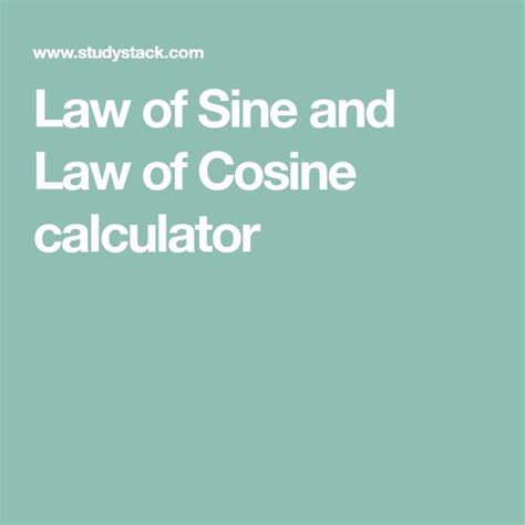 the law of sine and law of cosine calculator is shown