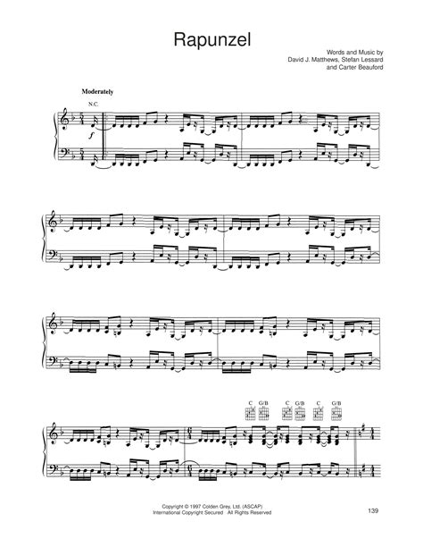 Dave Matthews Band 'Rapunzel' Sheet Music and Printable PDF Music Notes | Sheet music, Music ...