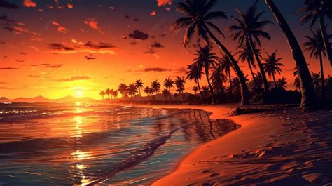 3d Illustration Of A Stunning Beach Sunset Background, Art Wallpaper, Grunge Wallpaper ...