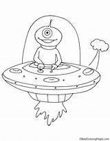 Alien Flying An UFO coloring Page  Download Free sketch template