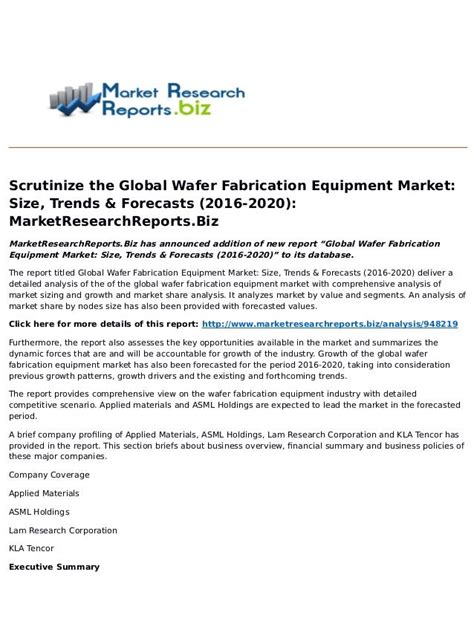 Global wafer fabrication equipment market: size, trends & forecasts ...